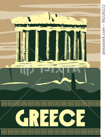 Greece Poster Travel, columns ruins temple antique, old Mediterranean European culture and architecture Greece Poster Travel, columns ruins temple antique, old Mediterranean European culture and architecture 90226222