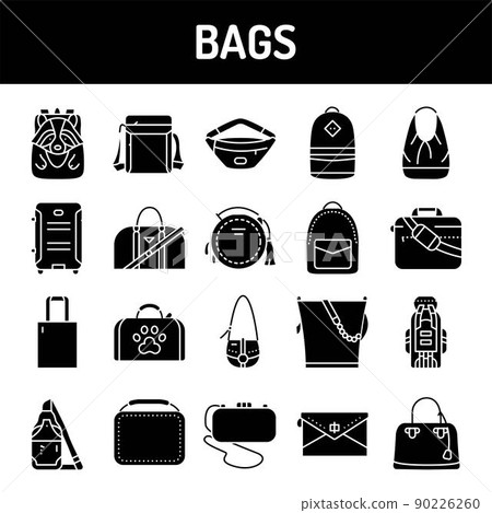 Bags color line icons set. Signs for web page 90226260