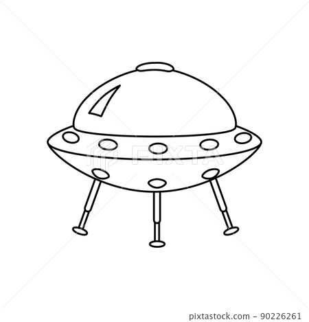 UFO icon, spacecraft of alien. Vector outline style 90226261