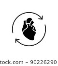 Heart transplant line icon. Isolated vector element. 90226290