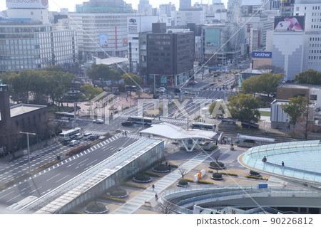 A bird's-eye view of the center of Nagoya (Oasis 21, Hisaya Odori Park, Sakae, Nagoya City, Aichi Prefecture) 90226812