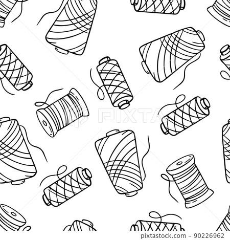 Pattern needlework sewing knitting black doodle on white background Vector illustration in doodle style 90226962