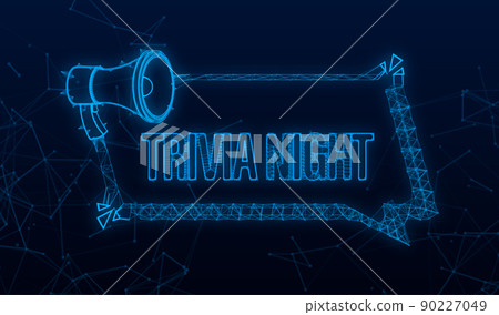 Megaphone with trivia night. Megaphone banner. Web design. Plexus icon. Vector stock illustration 90227049