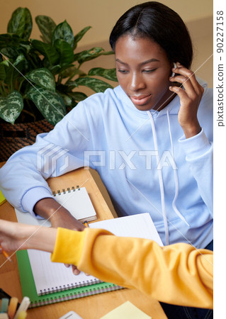 Teenage Girl Wearing Wireless Earbuds Teenage Girl Wearing Wireless Earbuds 90227158