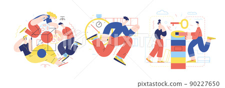 Technology Memphis illustrations -modern flat vector concept digital illustration on Brand, Time Management, Solution. Creative landing web page concept illustrations set Technology Memphis illustrations -modern flat vector concept digital illustration on Brand, Time Management, Solution. Creative landing web page concept illustrations set 90227650