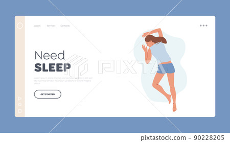 Need Sleep Landing Page Template. Young Woman Wear Pajama Sleep or Nap on Bally, Female Character Sleeping Pose Top View Need Sleep Landing Page Template. Young Woman Wear Pajama Sleep or Nap on Bally, Female Character Sleeping Pose Top View 90228205