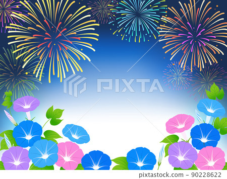 Morning glory and fireworks background frame 90228622