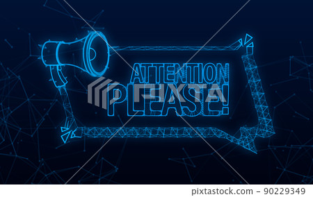 Banner with Attention please. Red Attention please sign icon. Exclamation danger sign. Alert icon Plexus. Vector stock illustration 90229349