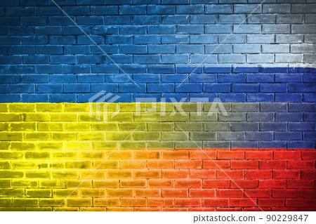 Ukraine and russia Flag on brick wall diplomatic relations between Ukraine and russia. Flag of the two countries concept Ukraine Russia conflict Ukraine and russia Flag on brick wall diplomatic relations between Ukraine and russia. Flag of the two countries concept Ukraine Russia conflict 90229847
