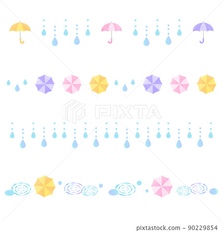 Umbrella and rain ruled line set 90229854