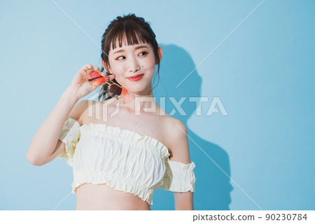 夏天女人淺藍背 90230784