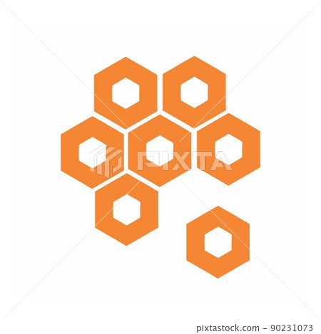 orange honeycomb bee hive shape pattern vector logo and background 90231073