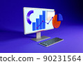 PC monitor and 3D graph 90231564