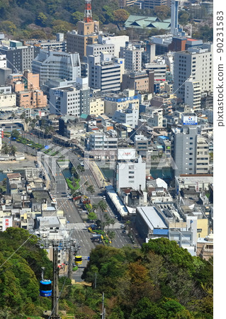 [Tokushima Prefecture] Tokushima city and Bizan Ropeway under fine weather 90231583