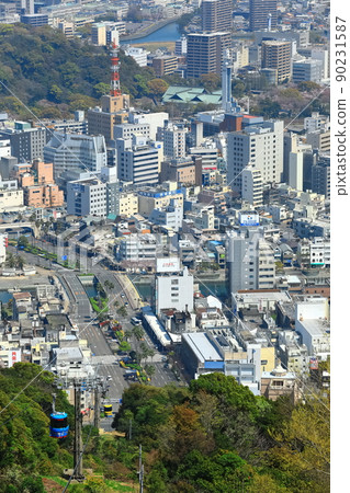[Tokushima Prefecture] Tokushima city and Bizan Ropeway under fine weather 90231587