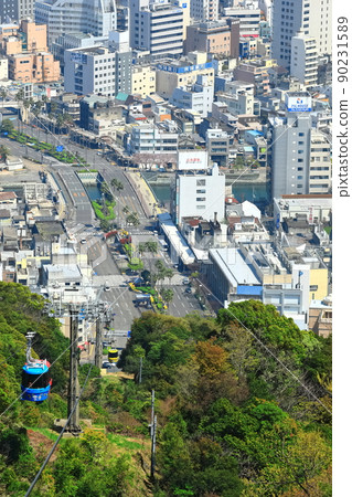 [Tokushima Prefecture] Tokushima city and Bizan Ropeway under fine weather 90231589
