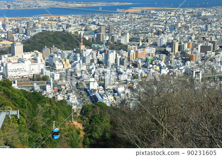 [Tokushima Prefecture] Tokushima city and Bizan Ropeway under fine weather 90231605