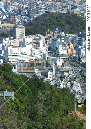 [Tokushima Prefecture] Tokushima city and Bizan Ropeway under fine weather 90231611