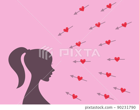 沐浴在熱情的眼睛中的受歡迎的女孩的愛情形象插圖 90231790