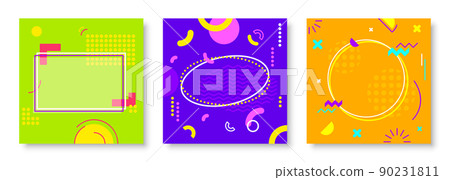 Memphis geometric frame retro card color flat set. Story frame social media poster ads product flyer to fill bold hipster retro fashion banner abstract outline colorful square rectangular shape vector Memphis geometric frame retro card color flat set. Story frame social media poster ads product flyer to fill bold hipster retro fashion banner abstract outline colorful square rectangular shape vector 90231811