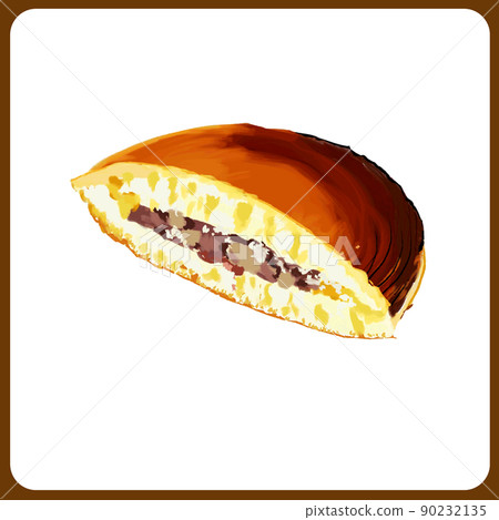 Hand-painted thick watercolor dorayaki cross-section illustration 90232135