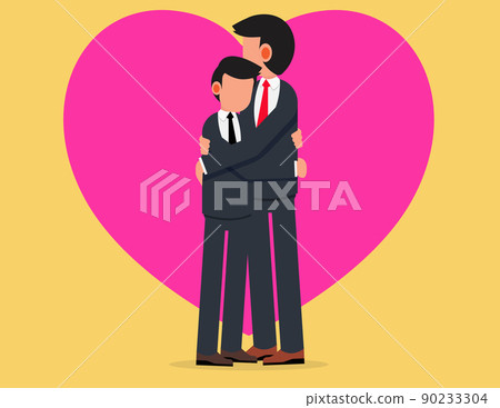 Two hugging business men. 90233304