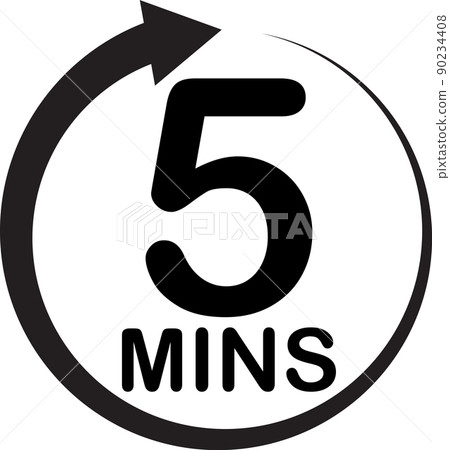 Five minutes icon on white background. 5 minutes sign. Every 5 minutes sign. flat style. Five minutes icon on white background. 5 minutes sign. Every 5 minutes sign. flat style. 90234408