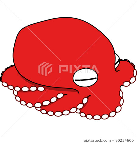 Illustration of a sleeping octopus (with outline) Illustration of a sleeping octopus (with outline) 90234600