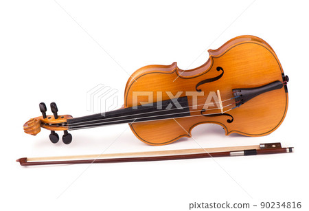 Violin and bow on the white background 90234816