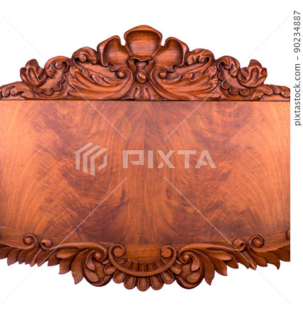 Carved pattern on wood, element of decor 90234887