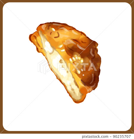 Hand-painted watercolor meat dumplings, cross-section illustration 2 90235707