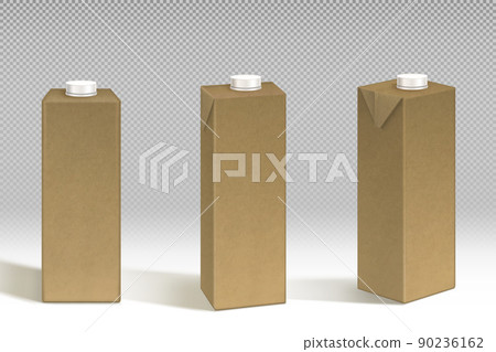 Milk or juice craft paper package box mockup set 90236162