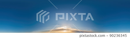 Dark blue sunset sky pano with Cirrus clouds. Seamless hdr panorama in spherical equirectangular format. Complete zenith for 3D visualization, game and sky replacement for aerial drone 360 panoramas. Dark blue sunset sky pano with Cirrus clouds. Seamless hdr panorama in spherical equirectangular format. Complete zenith for 3D visualization, game and sky replacement for aerial drone 360 panoramas. 90236345
