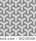 Thin Lines Isometric Cubes Seamless Pattern 90236566