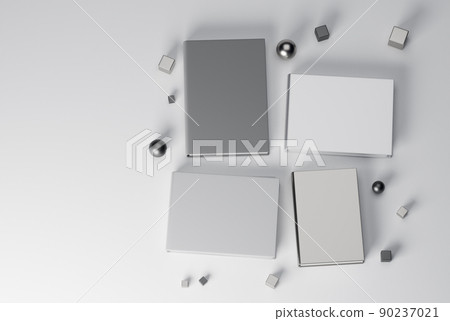 Grey photorealistic book mockup on light grey background. 90237021