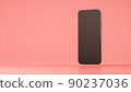 Smartphone on pink background. 3D illustration 90237036