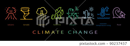 Climate change neon color line icon Climate change neon color line icon 90237437
