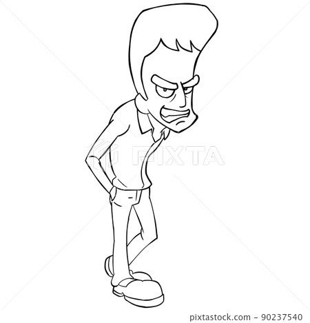 細長的卡通男性插圖線條畫憤怒 細長的卡通男性插圖線條畫憤怒 90237540