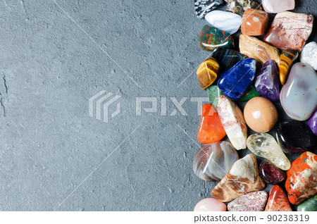 Collection of colored minerals. The texture of the stone. Copy space Collection of colored minerals. The texture of the stone. Copy space 90238319