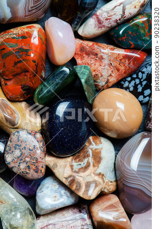 Collection of colored minerals. The texture of the stone 90238320