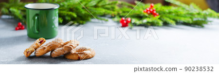 Christmas cookies on the table. Horizontal photo. Copy space Christmas cookies on the table. Horizontal photo. Copy space 90238532