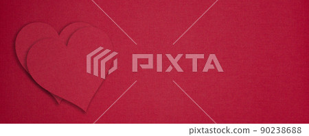 Red paper hearts on red background. Valentine's day concept. Copy space Red paper hearts on red background. Valentine's day concept. Copy space 90238688