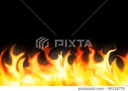 Fire flames on black background - Stock Illustration [90238770] - PIXTA