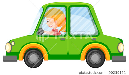 Driver girl in a car cartoon 90239131