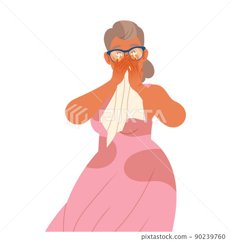 Crying Woman Weeping and Sobbing from Happiness Wiping Eyes Vector Illustration 90239760