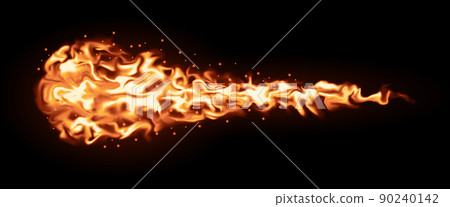 Meteorite or fire ball illustration on black background Meteorite or fire ball illustration on black background 90240142