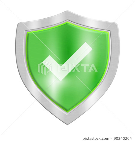 Check mark shield icon. 3d illustration 90240204