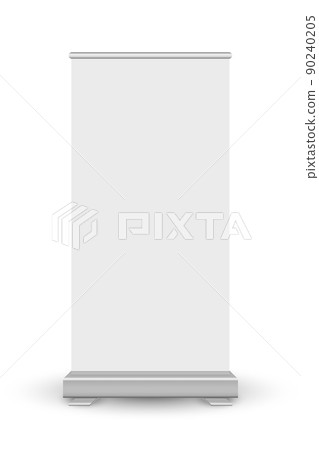 Blank white roll up banner isolated on white background. 3D illustration Blank white roll up banner isolated on white background. 3D illustration 90240205