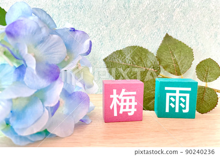 雨季人物和繡球花 雨季人物和繡球花 90240236