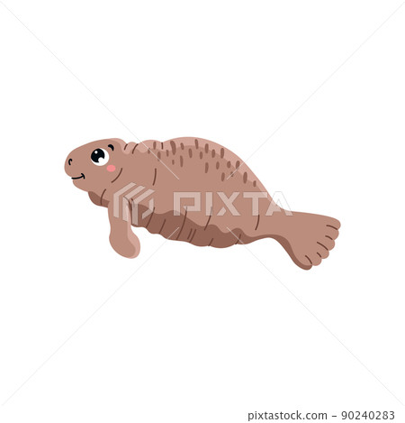 Seal or sea calf animal cartoon character, flat vector illustration isolated. 90240283